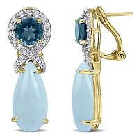 Julianna B Yellow Plated Sterling Silver Multi-Gemstone Leverback Earrings