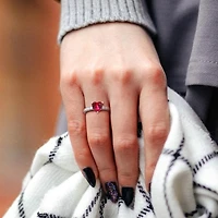 Julianna B Sterling Silver Created Ruby and White Sapphire Heart Ring