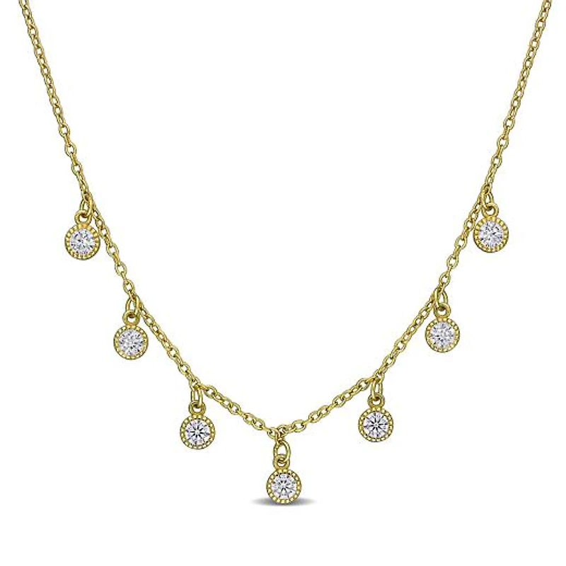 Julianna B Yellow Sterling Silver Created White Sapphire 16" + 2" Necklace