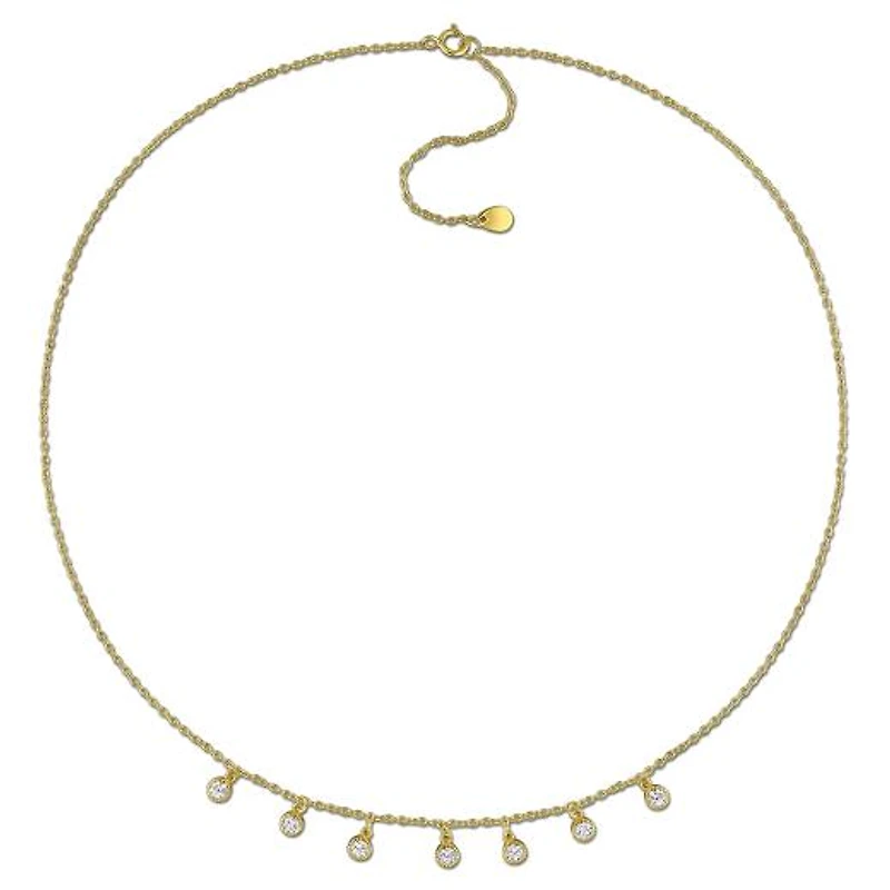 Julianna B Yellow Sterling Silver Created White Sapphire 16" + 2" Necklace