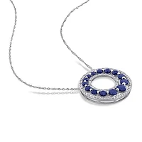 Julianna B 14K White Gold Created Blue Sapphire & Lab-Grown Diamond Pendant