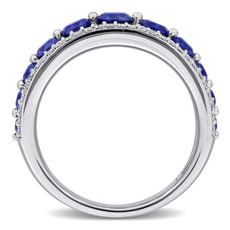 Julianna B 14K White Gold Created Sapphire & Lab-Grown Diamond Graduated Ring