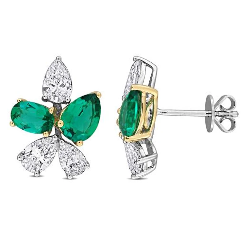 Julianna B 18K White & Yellow Gold Created Emerald & Lab-Grown Diamond Earrings