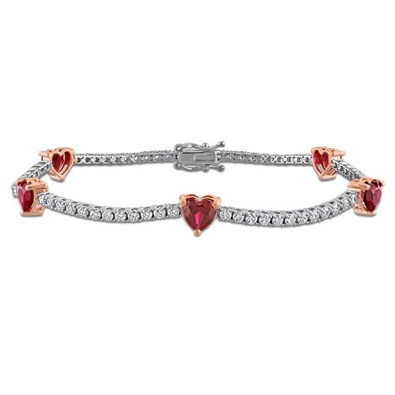 Julianna B 18K Two-Tone Created Ruby & Lab-Grown Diamond Tennis Bracelet
