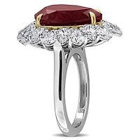 Julianna B 14K Two-Tone Gold Created Ruby & Lab-Grown Diamond Cocktail Ring