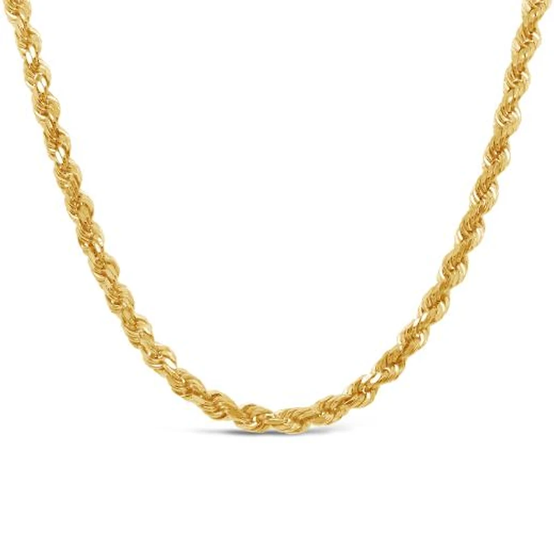 14K Yellow Gold 20" Semi-Solid Diamond Cut Rope Chain