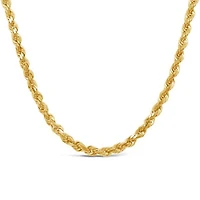14K Yellow Gold 20" Semi-Solid Diamond Cut Rope Chain