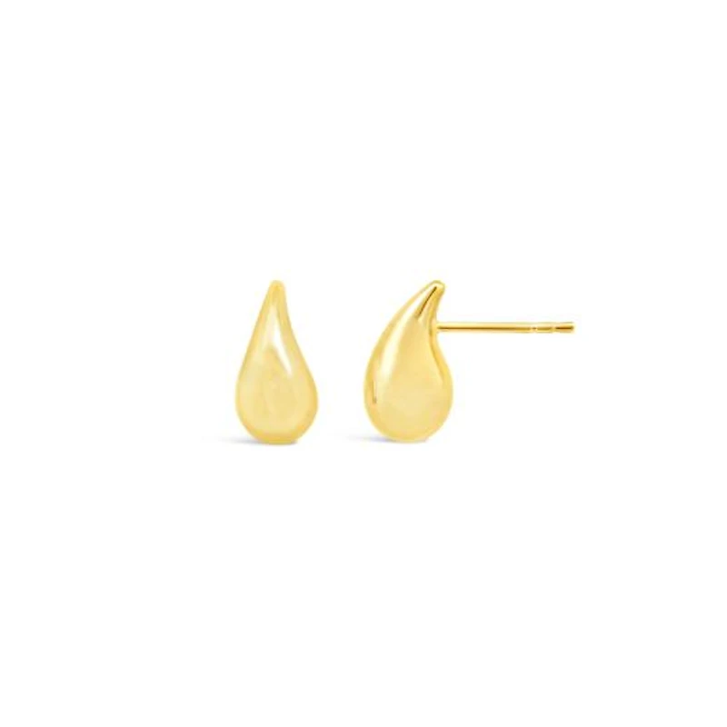 10K Yellow Gold Puffed Tear Drop Earring