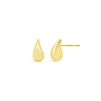 10K Yellow Gold Puffed Tear Drop Earring