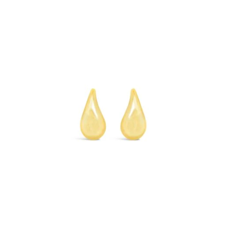 10K Yellow Gold Puffed Tear Drop Earring