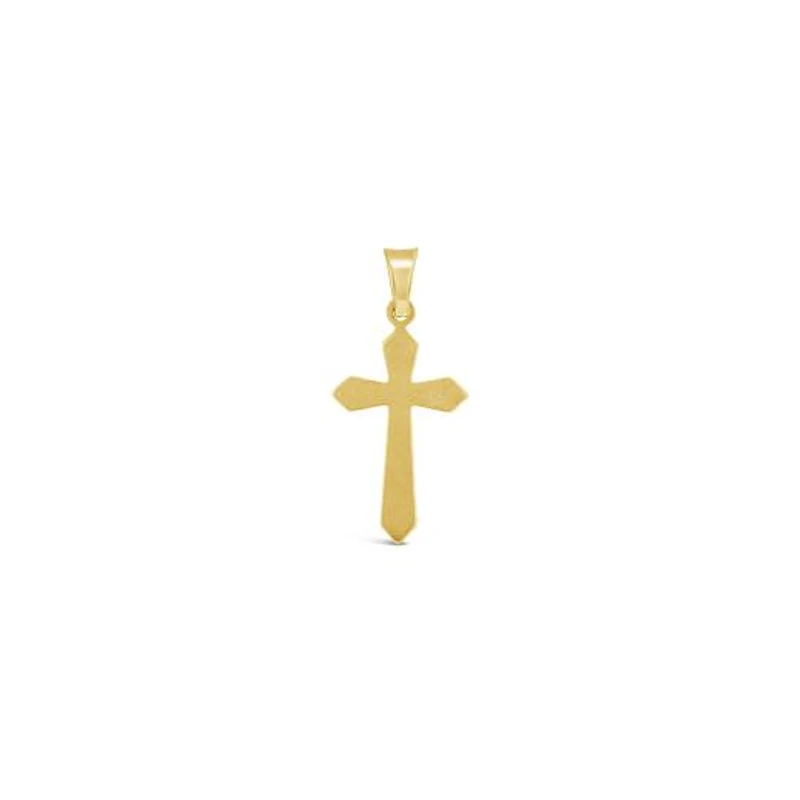 14K Yellow Gold Diamond Cut Cross No Chain