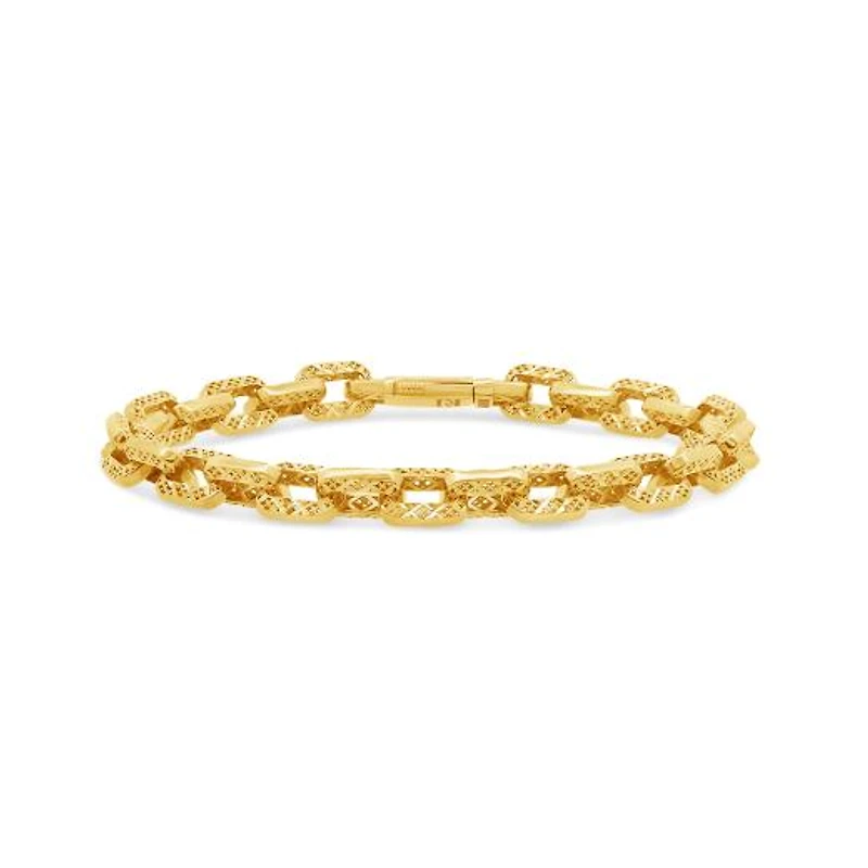 14K Yellow Gold 7.5" Diamond Cut Fancy Link Bracelet