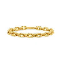 14K Yellow Gold 7.5" Diamond Cut Fancy Link Bracelet