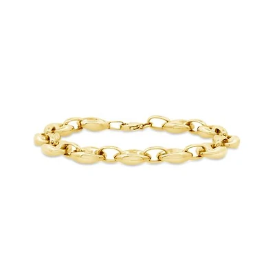 14K Yellow Gold 7.5" Puffed Mariner Link Bracelet