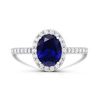 Sterling Silver Created Blue & White Sapphire Ring