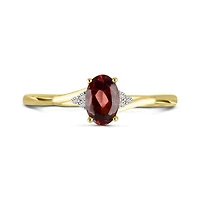 10K Yellow Gold Garnet & Diamond Ring
