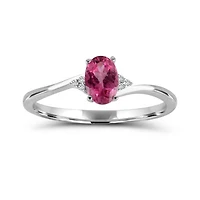 10K White Gold Pink Tourmaline & Diamond Ring