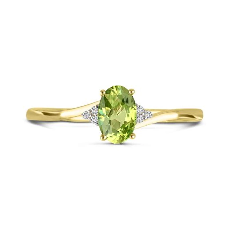 10K Yellow Gold Peridot & Diamond Ring