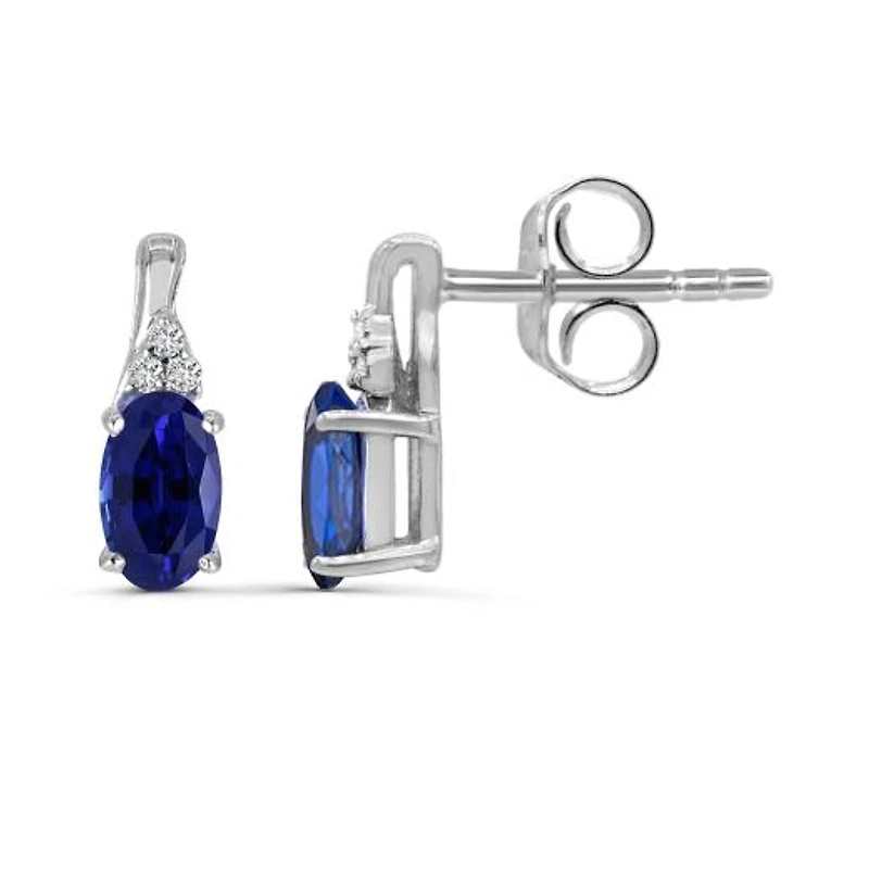 10K White Gold Sapphire & Diamond Earrings