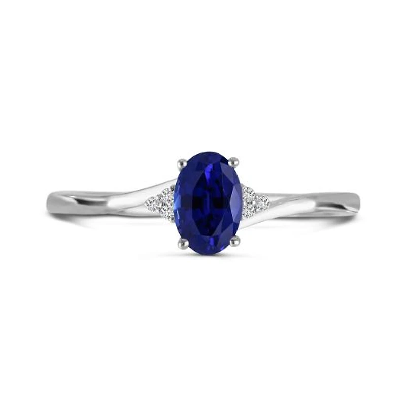 10K White Gold Sapphire & Diamond Ring