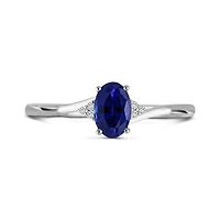 10K White Gold Sapphire & Diamond Ring