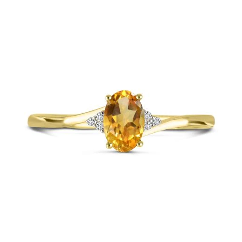 10K Yellow Gold Citrine & Diamond Ring