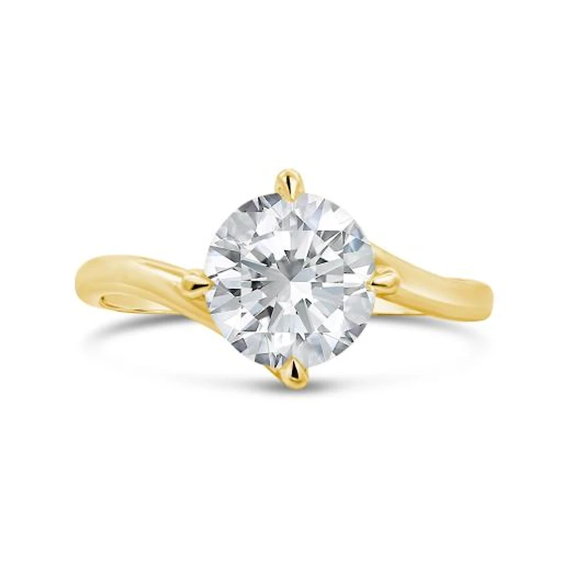 New Brilliance Lab Grown 2.05CTW Diamond Solitaire Offset Ring 14K Yellow Gold