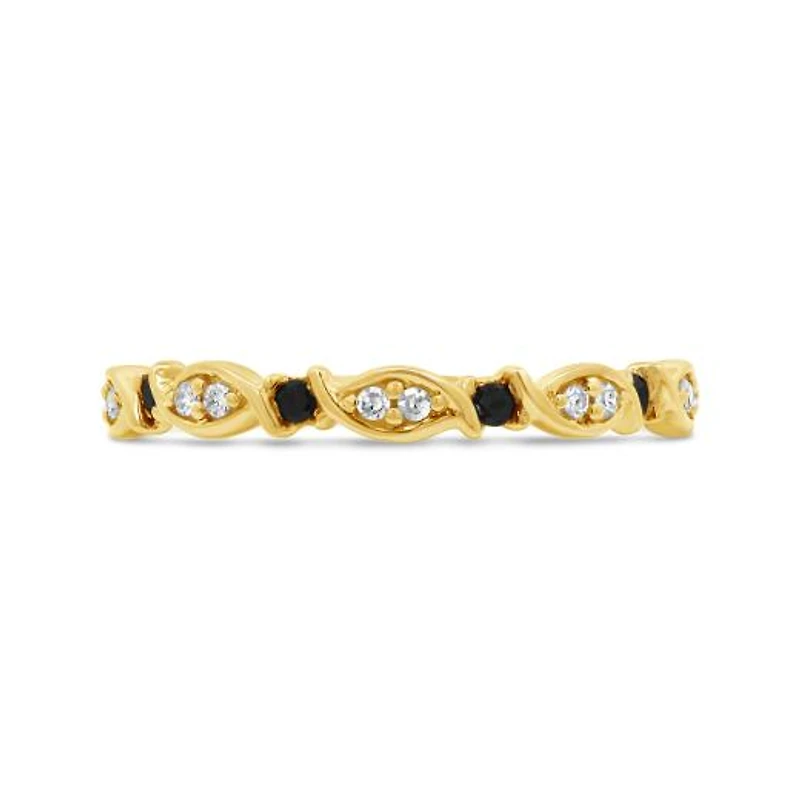 0.15CTW Black & White Diamond Stackable Ring in 10K Yellow Gold