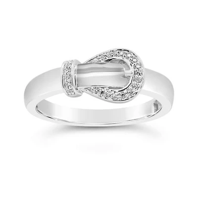 Diamond Fashion Buckle Ring in Sterling Silver