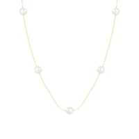 14K Yellow Gold Tin Cup 7mm Freshwater Pearl 18" Necklace