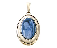 10K Yellow Gold Agate Cameo Locket