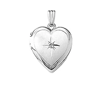 10K White Gold Diamond Set Engraved Heart Locket