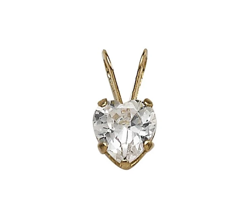 10K Yellow Gold 13" 5mm White Cubic Zirconia Heart