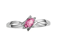 10K White Gold Pink Tourmaline Diamond Ring