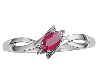 10K White Gold Ruby Diamond Ring