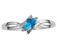 10K White Gold Blue Topaz Diamond Ring