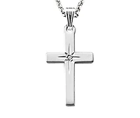 Sterling Silver 18" Diamond Set Cross