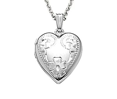 Sterling Silver 18" Engraved Heart Locket