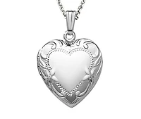 Sterling Silver 18" Engraved Heart Locket