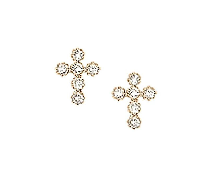 14K Yellow Gold Cubic Zirconia Earrings with 14K Gold Filled Fluted Bell Backs