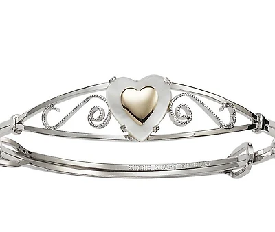 Children's Sterling Silver Mother of Pearl & 14K Heart Bangle