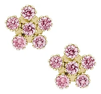 14K Yellow Gold Cubic Zirconia Earrings with 14K Gold Filled Fluted Bell Backs