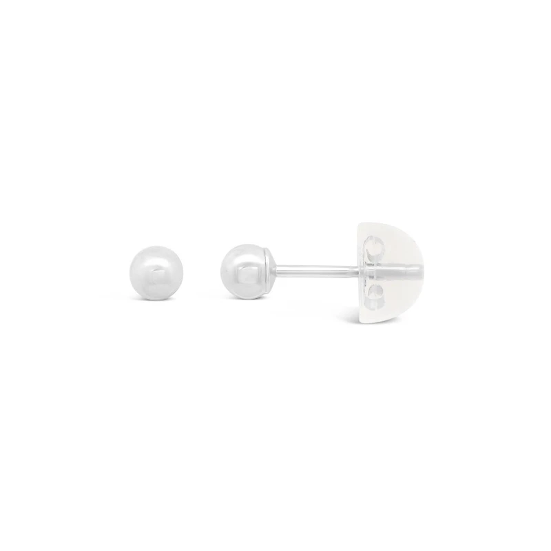 10K White Gold 3mm Ball Earrings