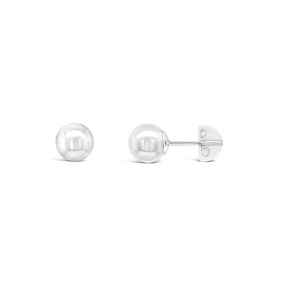 10K White Gold 6mm Ball Earrings