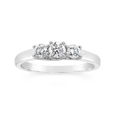 14K White Gold Three-Stone Ring