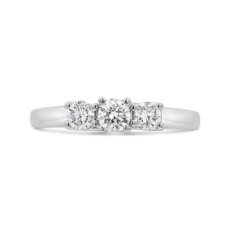 14K White Gold Three-Stone Ring