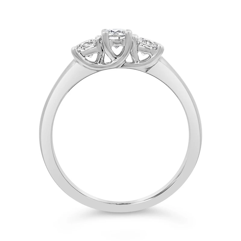 14K White Gold Three-Stone Ring