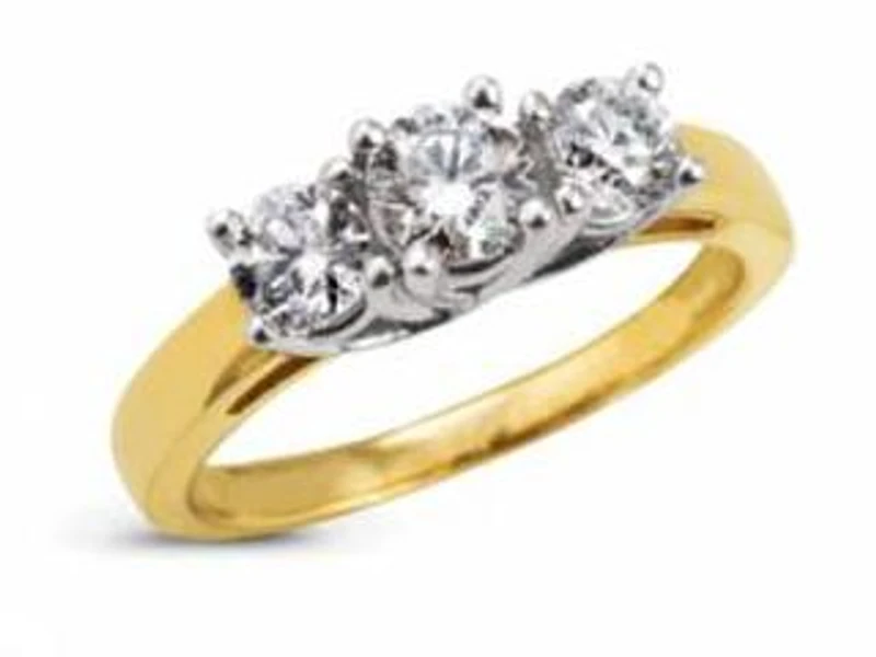14K Yellow Gold Three-Stone Ring