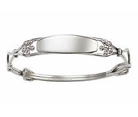 Children's Sterling Silver Adjustable Pink Flowers Bangle