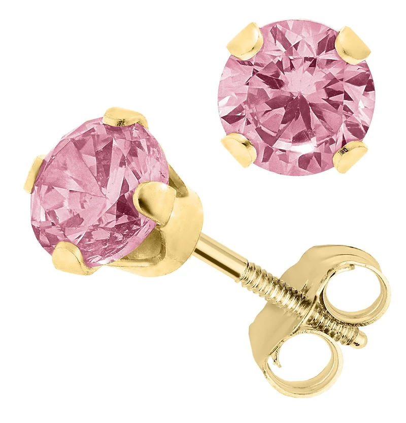 14K Yellow Gold 4mm Cubic Zirconia Earrings with 14K Gold Filled Bell Backs